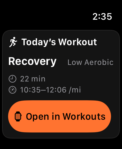 Runbo on Apple Watch: Daily Suggested Workouts.
